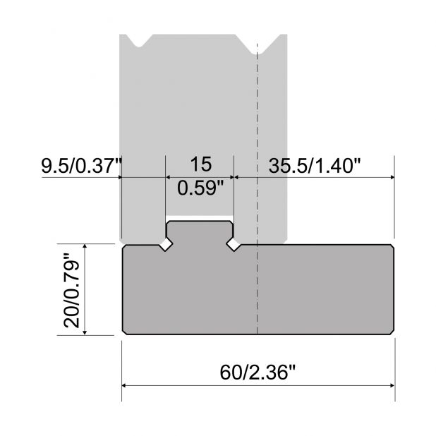 Supporto per matrici 2-V R1 con altezza25mm, materiale=1000