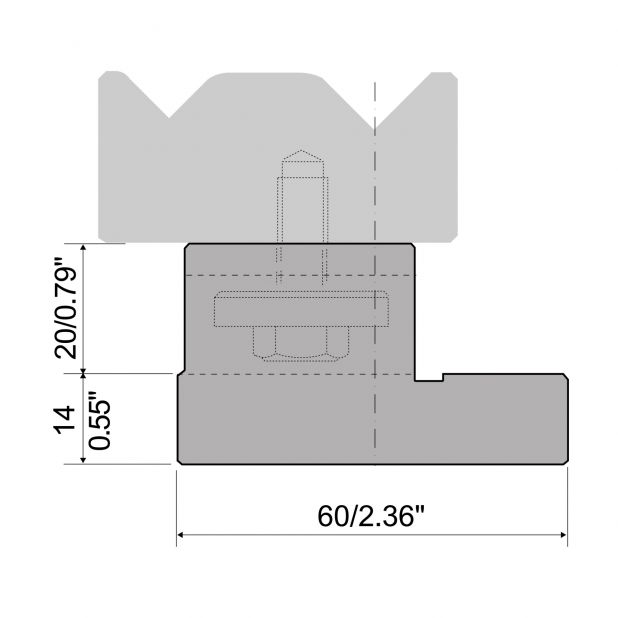 Supporto per matrice 2-V  R1con altezza 34mm, materiale=C45